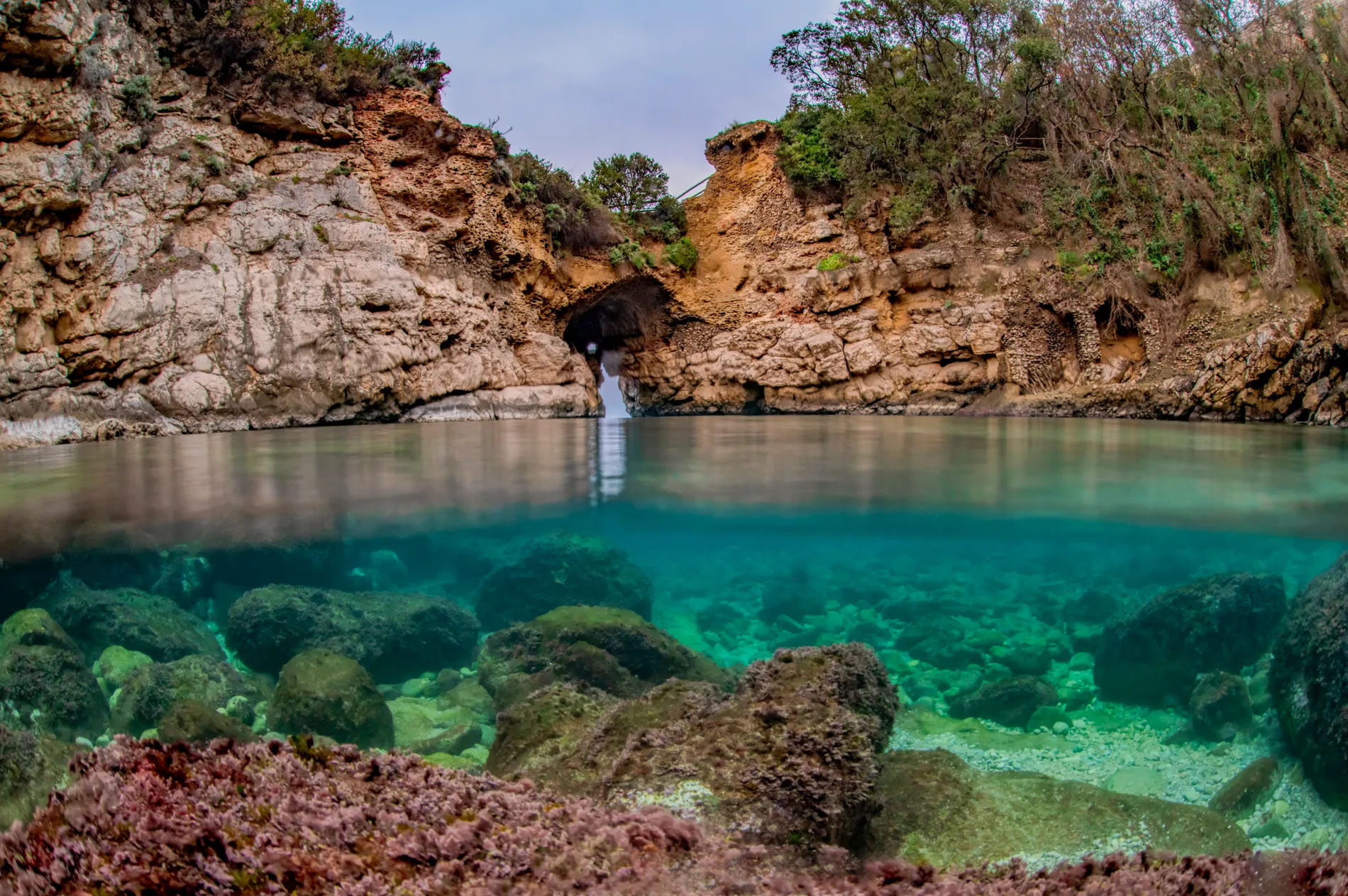 Snorkeller at Bagni Regina Giovanna natural pool near Sorrento